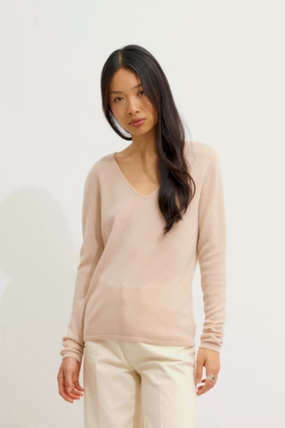 Pull Galise 100% cachemire, 2 fils - Col en V - Nude