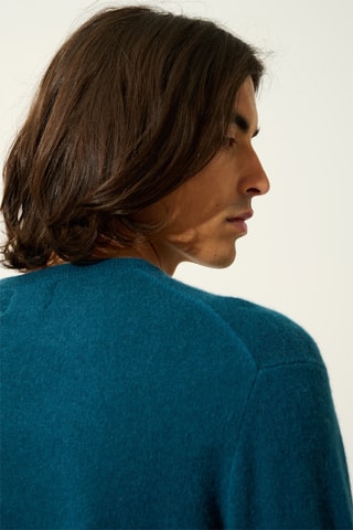 Pull Aiglière 100% cachemire, 2 fils - Col rond - Vert canard