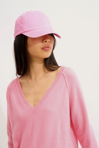 Pull Malabar 100% cachemire, 2 fils - Col en V - Rose