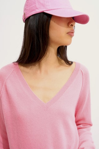 Pull Malabar 100% cachemire, 2 fils - Col en V - Rose