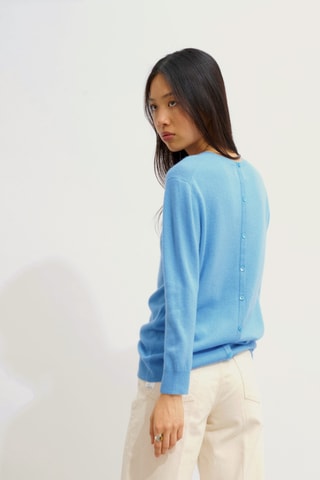 Pull Estaris 100% cachemire, 2 fils - Col rond - Bleu clair