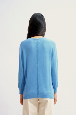 Pull Estaris 100% cachemire, 2 fils - Col rond - Bleu clair