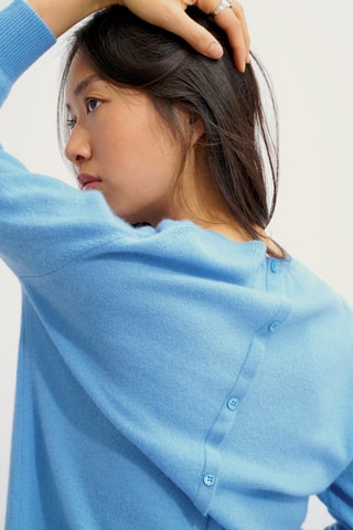 Pull Estaris 100% cachemire, 2 fils - Col rond - Bleu clair