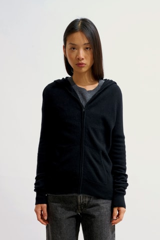 Gilet à capuche Colombis 100% cachemire, 2 fils - Noir
