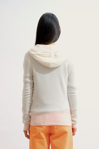 Gilet à capuche Colombis 100% cachemire, 2 fils - Ivoire