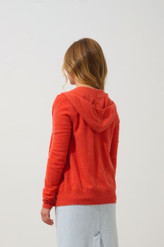 Gilet à capuche Colombis 100% cachemire, 2 fils - Orange chiné