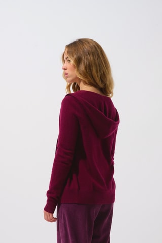Gilet à capuche Colombis 100% cachemire, 2 fils - Bordeaux