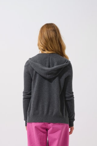 Gilet à capuche Colombis 100% cachemire, 2 fils - Anthracite chiné