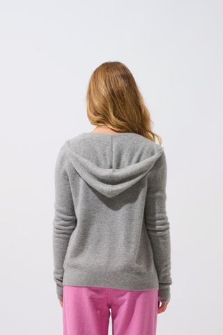 Gilet à capuche Colombis 100% cachemire, 2 fils - Gris clair