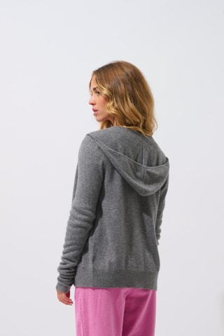 Gilet à capuche Colombis 100% cachemire, 2 fils - Gris chiné