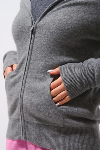 Gilet à capuche Colombis 100% cachemire, 2 fils - Gris chiné