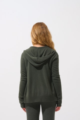 Gilet à capuche Colombis 100% cachemire, 2 fils - Kaki