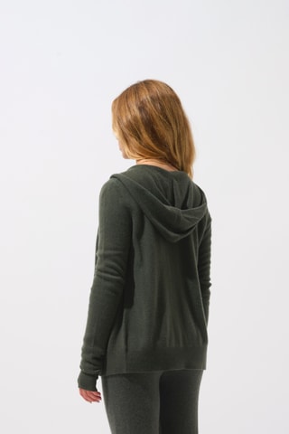 Gilet à capuche Colombis 100% cachemire, 2 fils - Kaki