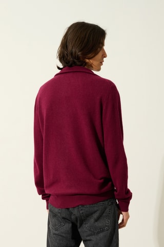 Pull Noemie 100% cachemire, 2 fils - Col montant zippé - Bordeaux