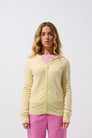 Gilet à capuche Colombis 100% cachemire, 2 fils - Jaune