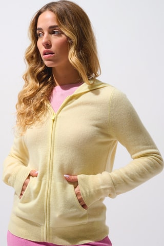 Gilet à capuche Colombis 100% cachemire, 2 fils - Jaune