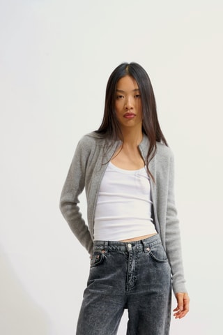 Gilet Alberte 100% cachemire, 2 fils - Gris chiné