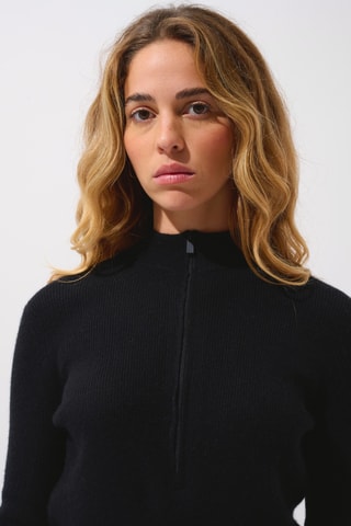 Gilet Asta 100% cachemire, 2 fils - Col montant - Noir