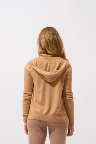 Gilet à capuche Colombis 100% cachemire, 2 fils - Beige