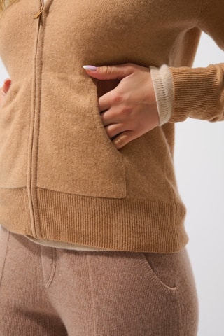 Gilet à capuche Colombis 100% cachemire, 2 fils - Beige