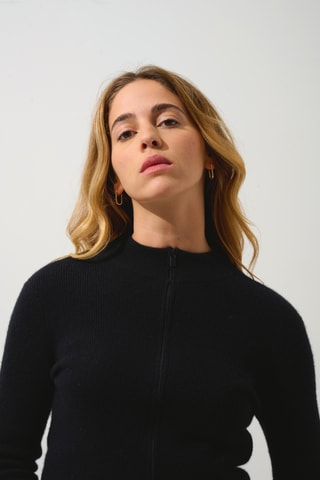 Gilet Alberte 100% cachemire, 2 fils - Noir