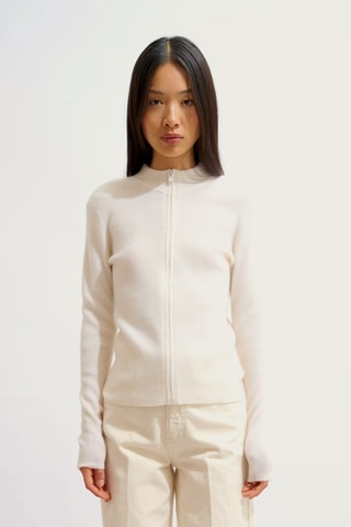 Gilet Alberte 100% cachemire, 2 fils - Ecru