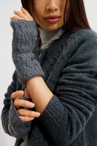 Mitaines Iris 100% cachemire, 6 fils - Anthracite chiné