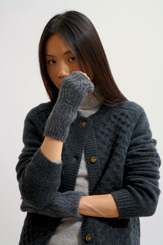 Mitaines Iris 100% cachemire, 6 fils - Anthracite chiné