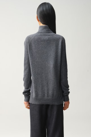 Pull Madeline 100% cachemire, 2 fils - Col montant - Anthracite chiné