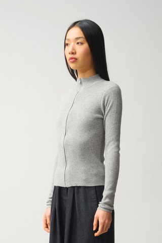 Gilet Alberte 100% cachemire, 2 fils - Gris chiné