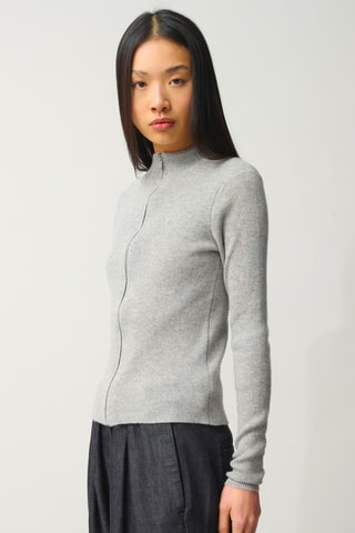 Gilet Alberte 100% cachemire, 2 fils - Gris chiné