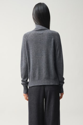 Pull Cassy 100% cachemire, 2 fils - Col montant - Anthracite chiné