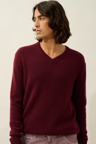 Pull Victor 100% cachemire, 4 fils - Col en V - Bordeaux