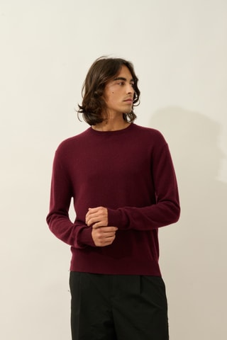 Pull Aigliere 100% cachemire, 2 fils - Col rond - Bordeaux