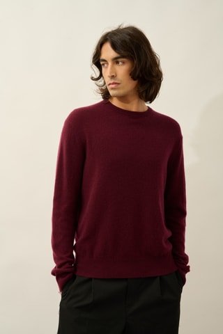 Pull Aigliere 100% cachemire, 2 fils - Col rond - Bordeaux