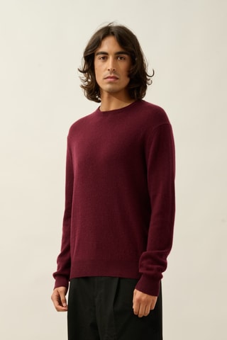 Pull Aigliere 100% cachemire, 2 fils - Col rond - Bordeaux