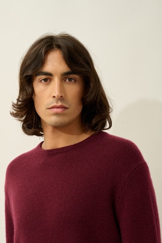 Pull Victo 100% cachemire, 4 fils - Col rond - Bordeaux