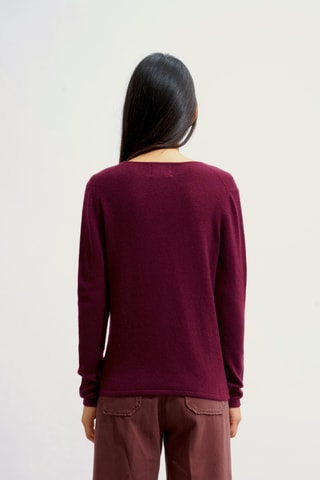 Pull Galise 100% cachemire, 2 fils - Col en V - Bordeaux