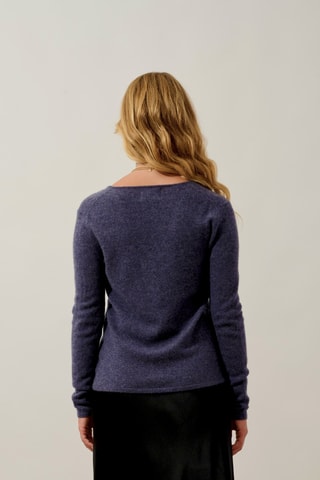 Pull Galise 100% cachemire, 2 fils - Col en V - Violet gris chiné