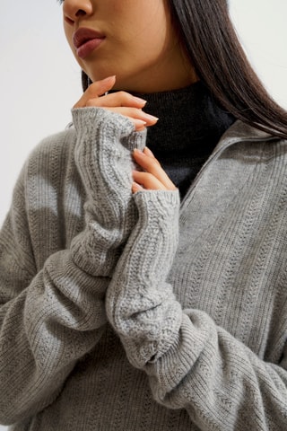 Mitaines Iris 100% cachemire, 6 fils - Gris clair chiné