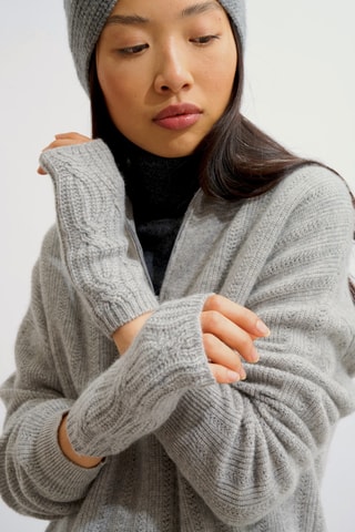 Mitaines Iris 100% cachemire, 6 fils - Gris clair chiné