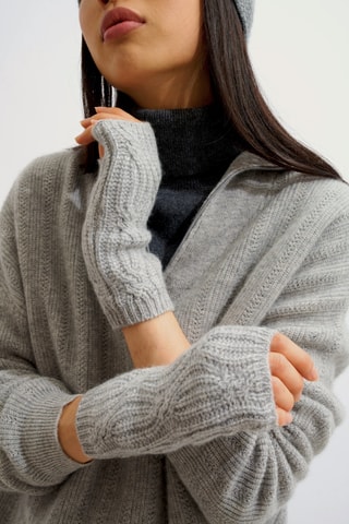 Mitaines Iris 100% cachemire, 6 fils - Gris clair chiné