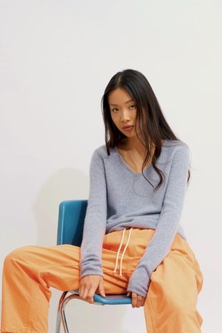 Pull Chelsea 100% cachemire, 4 fils - Col en V - Bleu clair