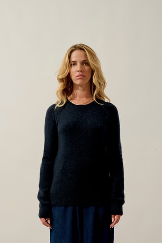 Pull Etret 100% cachemire, 2 fils - Col rond - Bleu marine