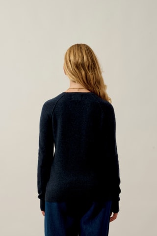 Pull Etret 100% cachemire, 2 fils - Col rond - Bleu marine