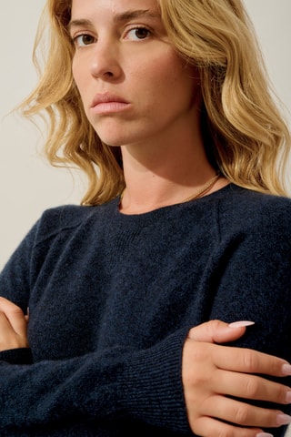 Pull Etret 100% cachemire, 2 fils - Col rond - Bleu marine