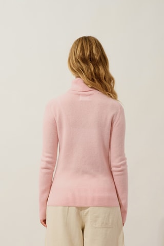 Pull Fornet 100% cachemire, 2 fils - Col montant - Rose