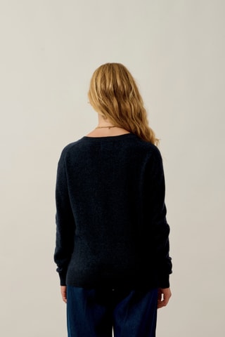 Pull Gardoria 100% cachemire, 2 fils - Col en V - Bleu marine