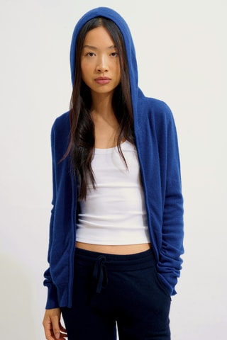 Gilet à capuche Colombis 100% cachemire, 2 fils -  Bleu marine