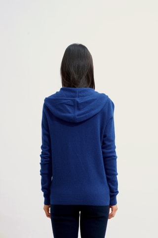 Gilet à capuche Colombis 100% cachemire, 2 fils -  Bleu marine